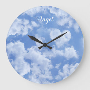 Eleganten hjärtformade Cloud Loely Blue Template Stor Klocka