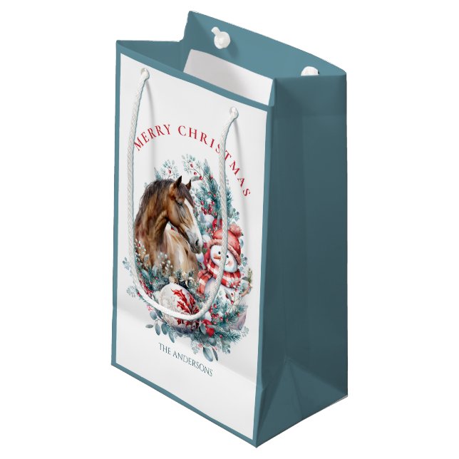 Eleganten Horse snögubbe, julvattenfärg (Framsidan Vinklad)