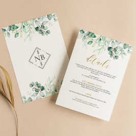 Eleganten Information om Greenery Eucalyptus Guld Tilläggskort