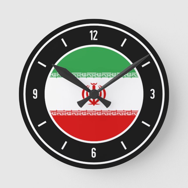 Eleganten Iran Flagga Rund Klocka (Framsida)