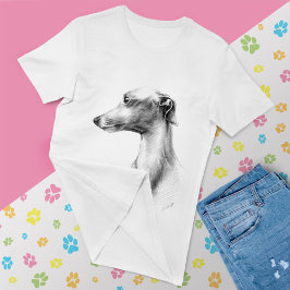 Eleganten Italienska Greyhound Iggy Porträtt Hundä T Shirt