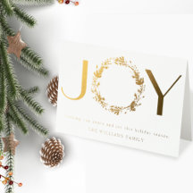Eleganten "JOY" (äkta folie-Helgdag-mappat kort)