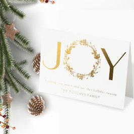 Eleganten "JOY" (äkta folie-Helgdag-mappat kort) Folierat Kort