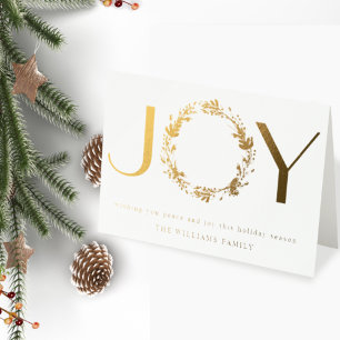 Eleganten "JOY" (äkta folie-Helgdag-mappat kort) Folierat Kort