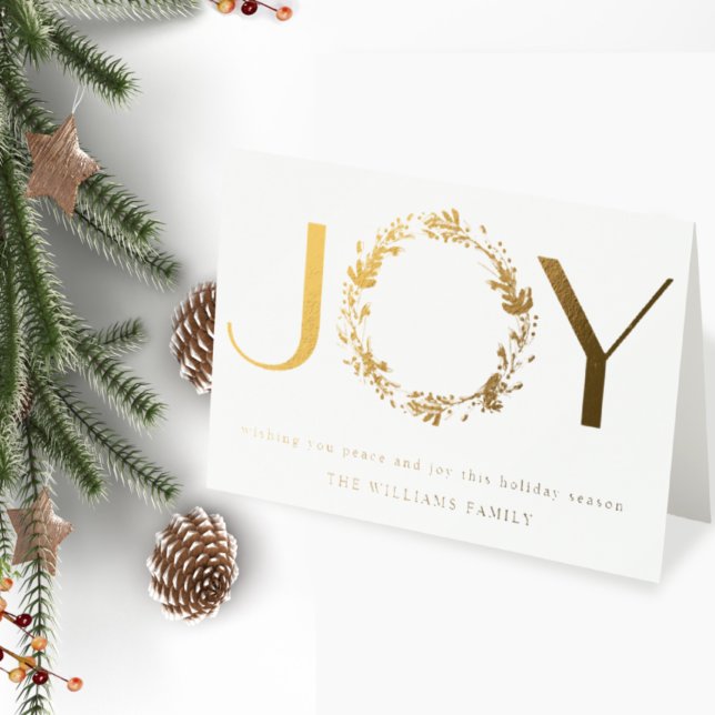 Eleganten "JOY" (äkta folie-Helgdag-mappat kort) Folierat Kort (Skapare uppladdad)
