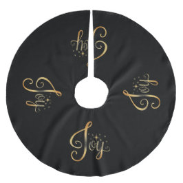 eleganten "Joy" Black Guld Helgdag Säsong Julgransmatta Borstad Polyester