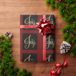 eleganten "Joy" Black Red Guld Helgdag Presentpapper<br><div class="desc">Snygg "glädje" Guld som är papper för julhelgen. Guld-bokstäverna anger tonen för elegans i denna söt papper.</div>