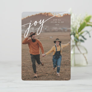 Eleganten Joy - vitt typografiskt skript Julkort