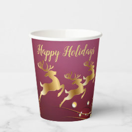 Eleganten Jul Party Golden Reindeers Red Rosa