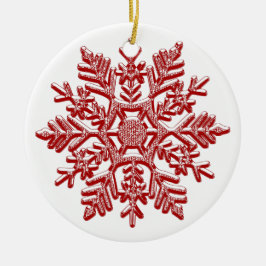 Eleganten Jul Red Snowflake Julgransprydnad Keramik