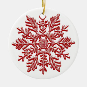 Eleganten Jul Red Snowflake Julgransprydnad Keramik