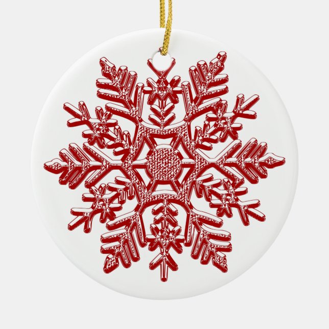 Eleganten Jul Red Snowflake Julgransprydnad Keramik (Framsidan)