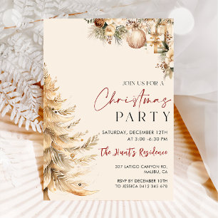 Eleganten julgran, Guld, jul Party Inbjudningar
