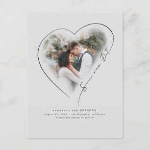 Eleganten Kärlek Heart minimalt Spara datumfoto Meddelande Vykort