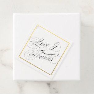 Eleganten kärlek och Tack Faux Guld Gräns Gåvor Etiketter