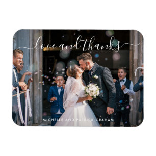 Eleganten kärlek och Tack fotot Bröllop Magnet