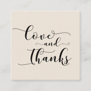 Eleganten Kärlek & tack Cream Wedding Favor Tilläggskort
