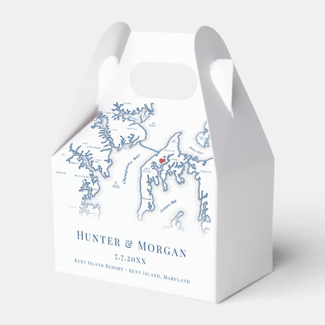 Eleganten Kent Island Maryland Bröllop Karta Presentaskar (Framsidan Sidan)