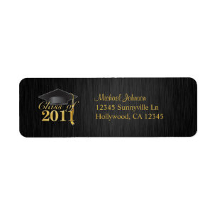 Eleganten klassificerar av svart/guld 2011 returadress etikett