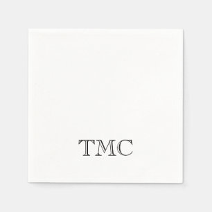 Eleganten Klassisk svart vit monogram Initialer Pappersservett