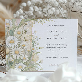 Eleganten Klassiska Daisy Pastel Bröllop Inbjudningar