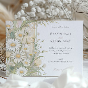 Eleganten Klassiska Daisy Pastel Bröllop Inbjudningar