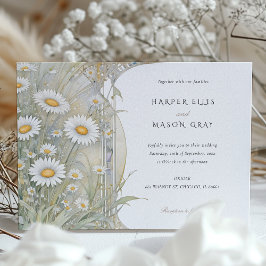 Eleganten Klassiska Daisy Pastel Bröllop Inbjudningar
