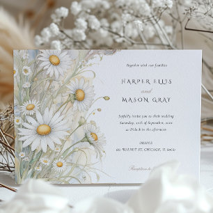 Eleganten Klassiska Daisy Pastel Bröllop Inbjudningar
