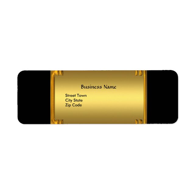 Eleganten Label Business Black Guld Ram Returadress Etikett (Framsidan)