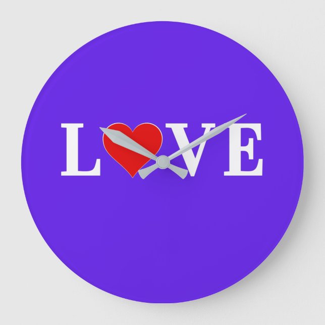 Eleganten Lavender KÄRLEK Modern Chic Stor Klocka (Framsida)