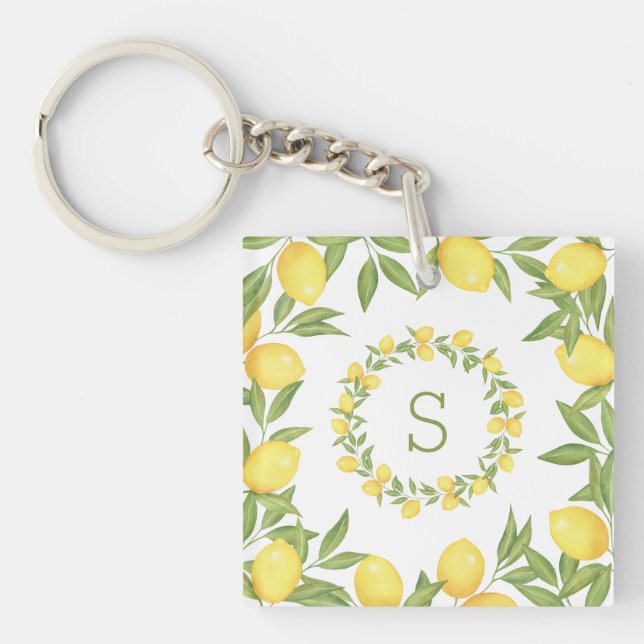 Eleganten Lemons Greenery Monogram (Framsidan)