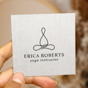 Eleganten Linen för Yoga Instructor Minimalist Lin Fyrkantigt Visitkort