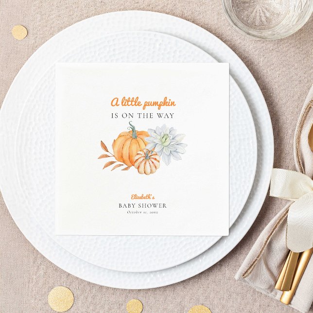 Eleganten Little Pumpkin Baby Shower Simple Pappersservett (Skapare uppladdad)