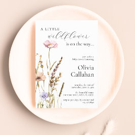 Eleganten Little WildblommGirl Baby Shower Inbjudningar