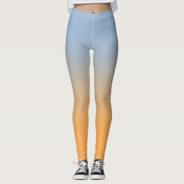 Eleganten Ljusblå till Orange övertoning Monogram Leggings