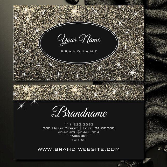 Eleganten Luminous Stars i lyxur Golden Glitter Gl Visitkort (Skapare uppladdad)
