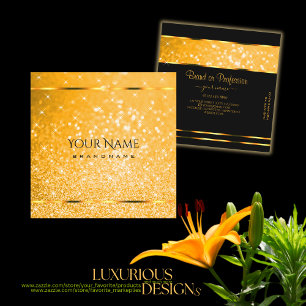 Eleganten Luminous Stars i Orange Glitter Fyrkantigt Visitkort