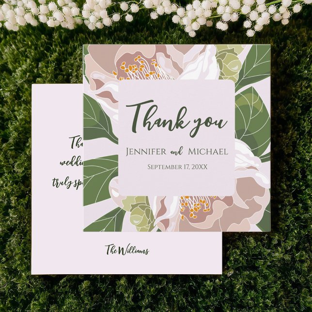 Eleganten Lush Flower och Greenery Tack Kort (Lush Flower and Greenery Elegant Thank You Card)