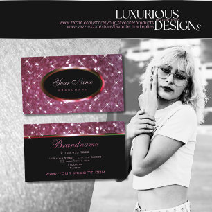 Eleganten Luxury Burgundy Glitter och Luminous Sta Visitkort
