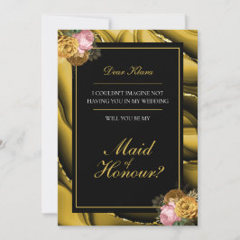 eleganten Maid of honor Frieri Blommigten Guld Inbjudningar