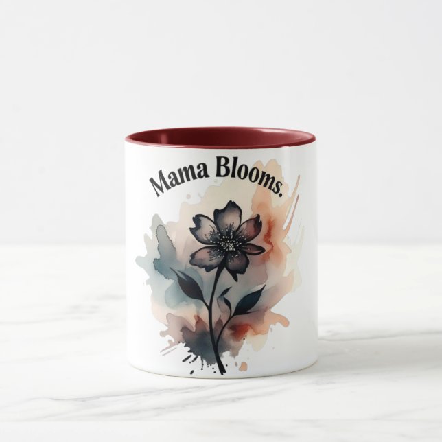 Eleganten mamma  Vattenfärgsutkast Blommigt design Mugg (Center)