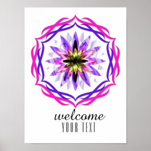 Eleganten Mandala Damask Welcome Lotus Flower Art Poster
