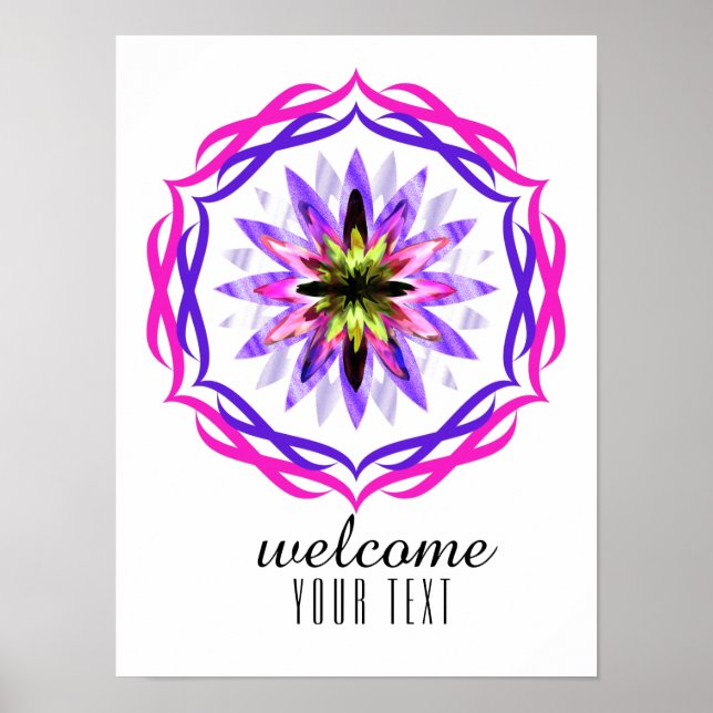 Eleganten Mandala Damask Welcome Lotus Flower Art Poster (Framsidan)