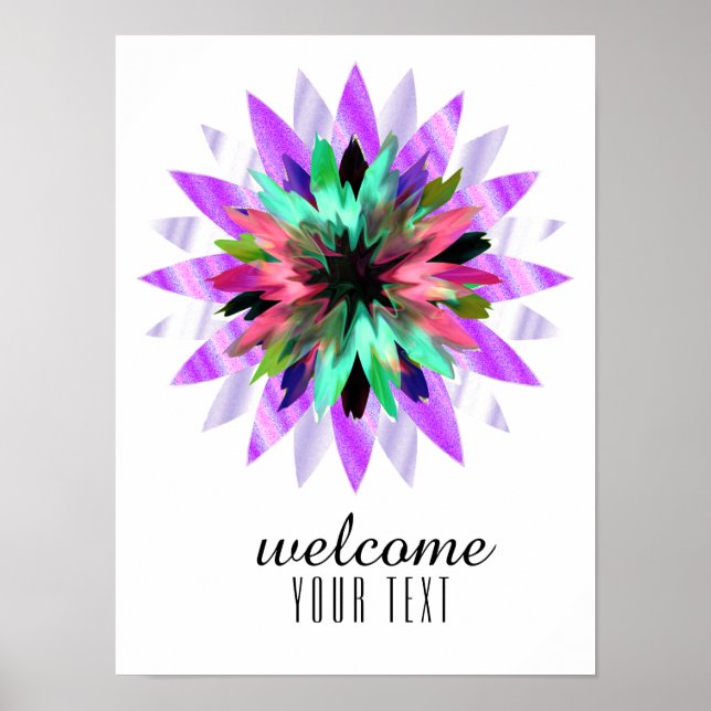Eleganten Mandala Damask Welcome Lotus Flower Art Poster (Framsidan)