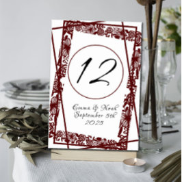 Eleganten Maroon Burgandy Bordsnummer