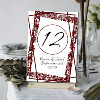 Eleganten Maroon Burgandy Bordsnummer