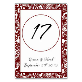 Eleganten Maroon Burgandy Bordsnummer