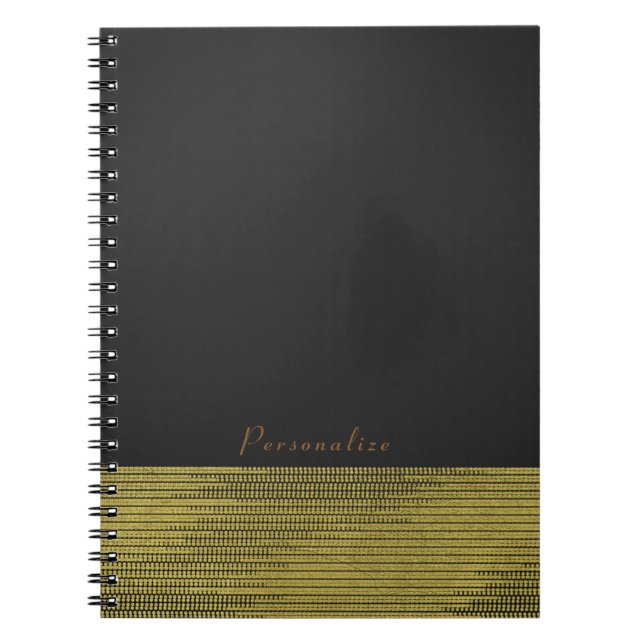 Eleganten Matte Guld Modern Glam Sequins Chic  Anteckningsbok Med Spiral (Framsidan)