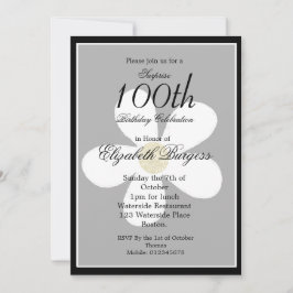 Eleganten Milestone Birthday Black White Daisy Gul Inbjudningar