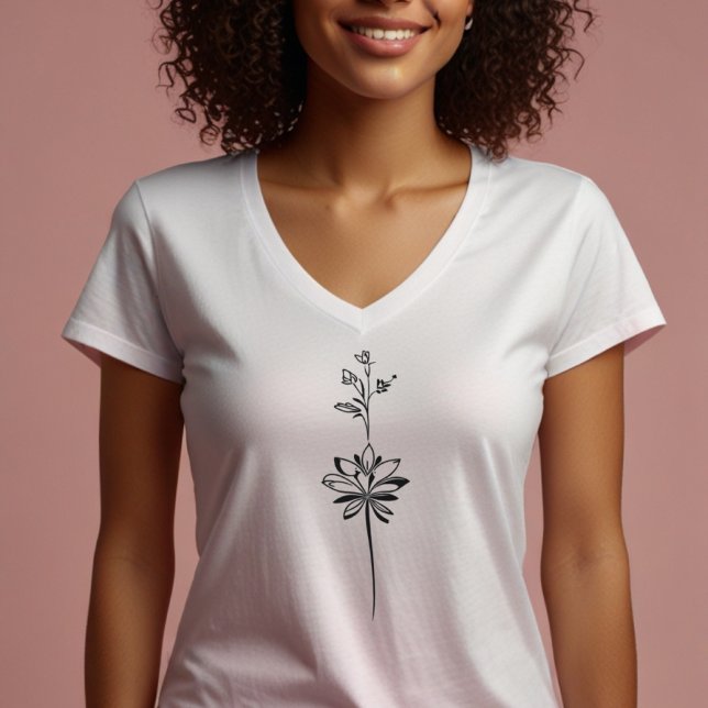 eleganten "Minimalistisk Blommigt Line Art" T Shirt (Skapare uppladdad)